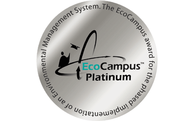 Image of the EcoCampus logo, a silver circle with the words EcoCampus Platinum in the centre
